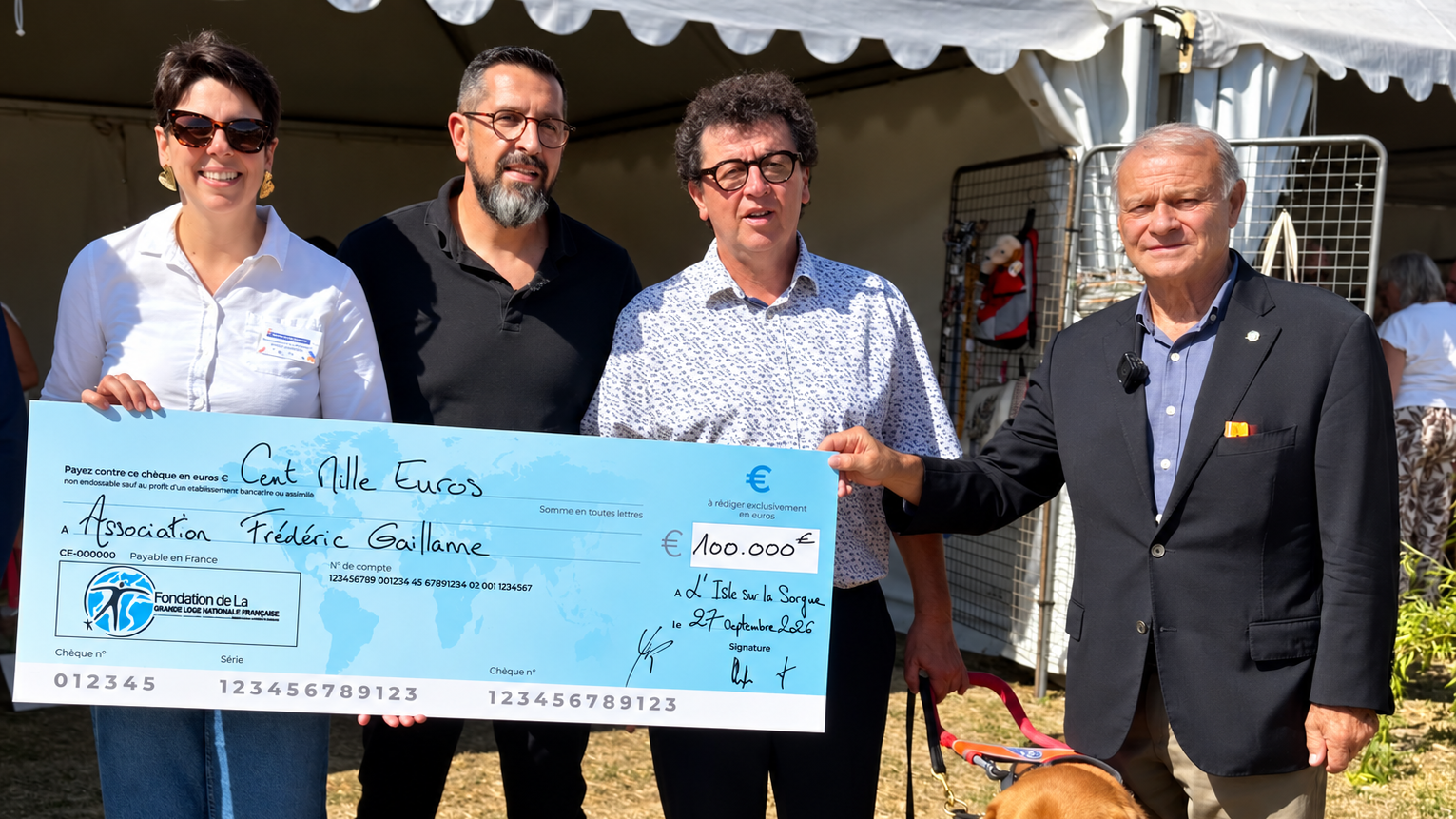 Dimanche 27 septembre : la Fondation GLNF remet un chèque de 100 000 € à la Fondation Frédéric Gaillanne
